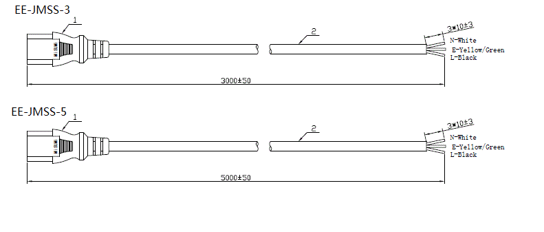 AC Cord, Fixed Length (PSE), Single-Side Cut-Off Socket: Related image